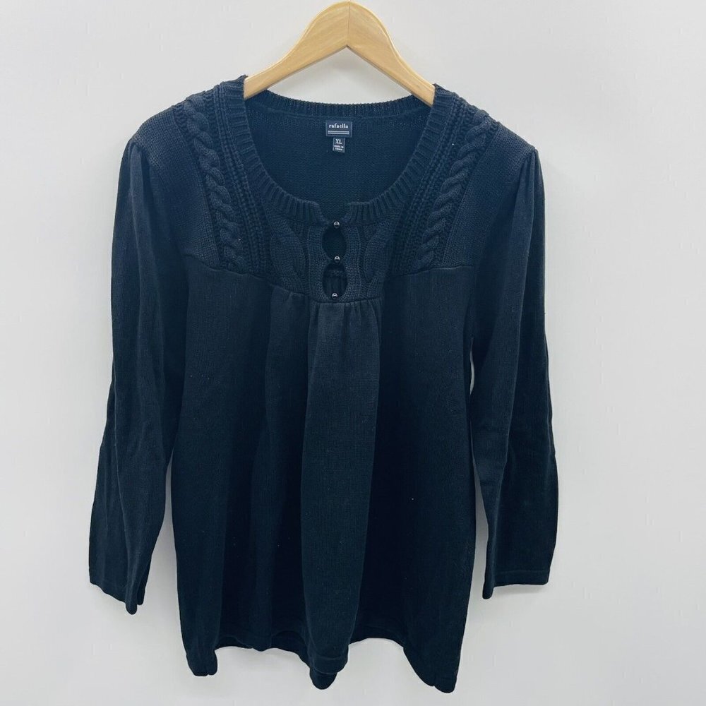Rafella Womens Size XL 3/4 Sleeve Knit Pullover Sweater with Keyhole Neckline